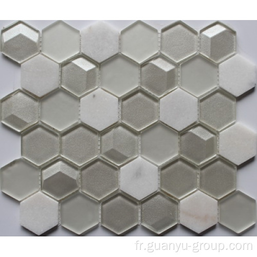 Mosaïque en marbre mixte en verre hexagonal